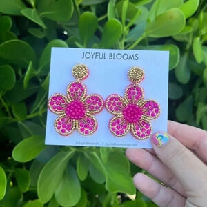 Flower Earrings | Beaded Earrings | Rhinestone Tiny bead Earrings